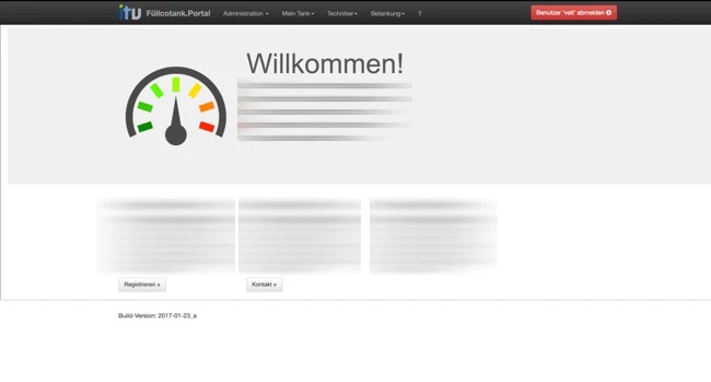 Screenshot: Backoffice für die Verwaltung von Heizöltanks