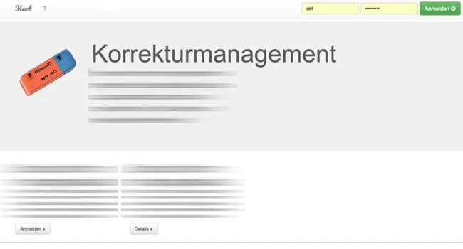 Screenshot: Korrekturmanagementsystem